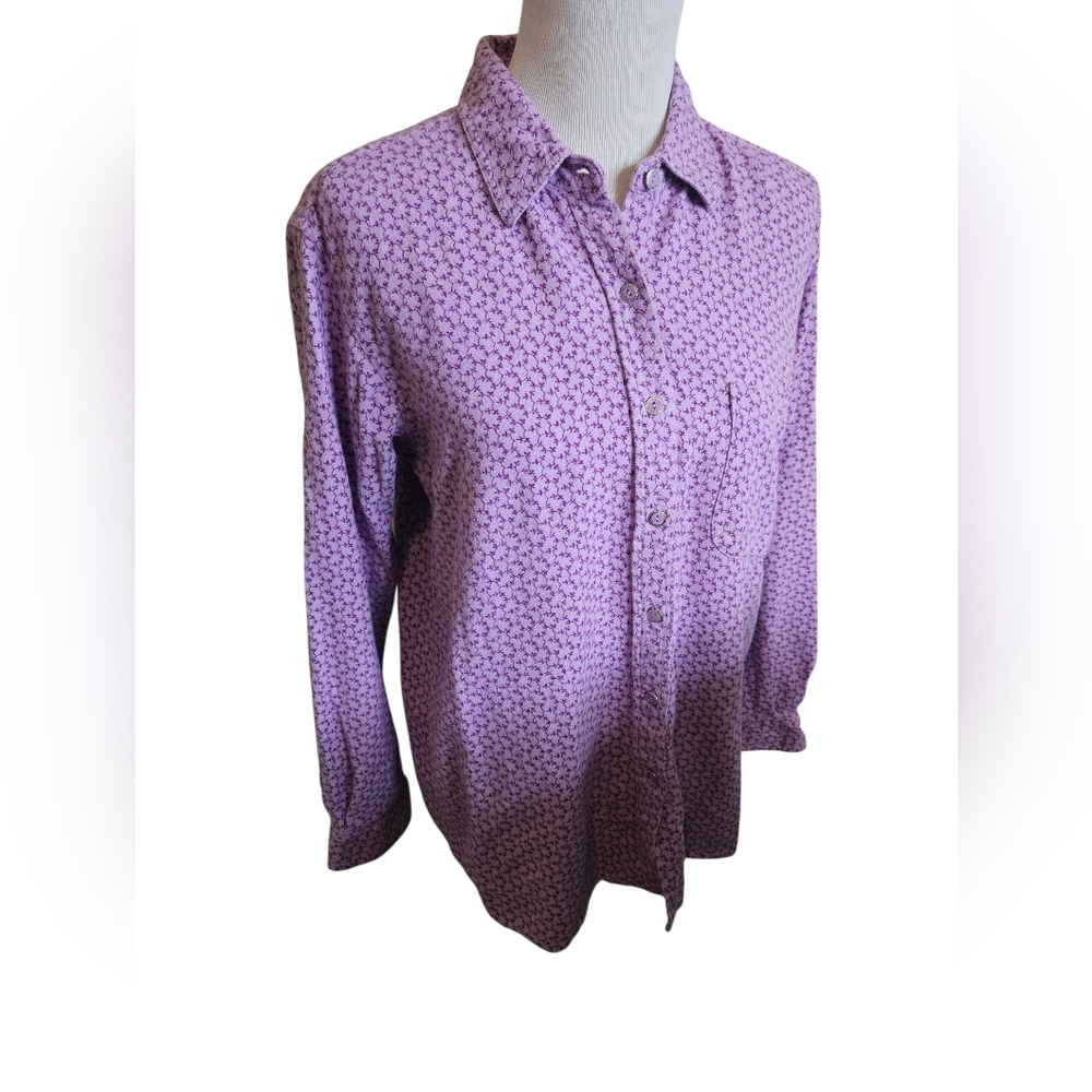 Faded Glory Purple Patterned Women's Top Large.